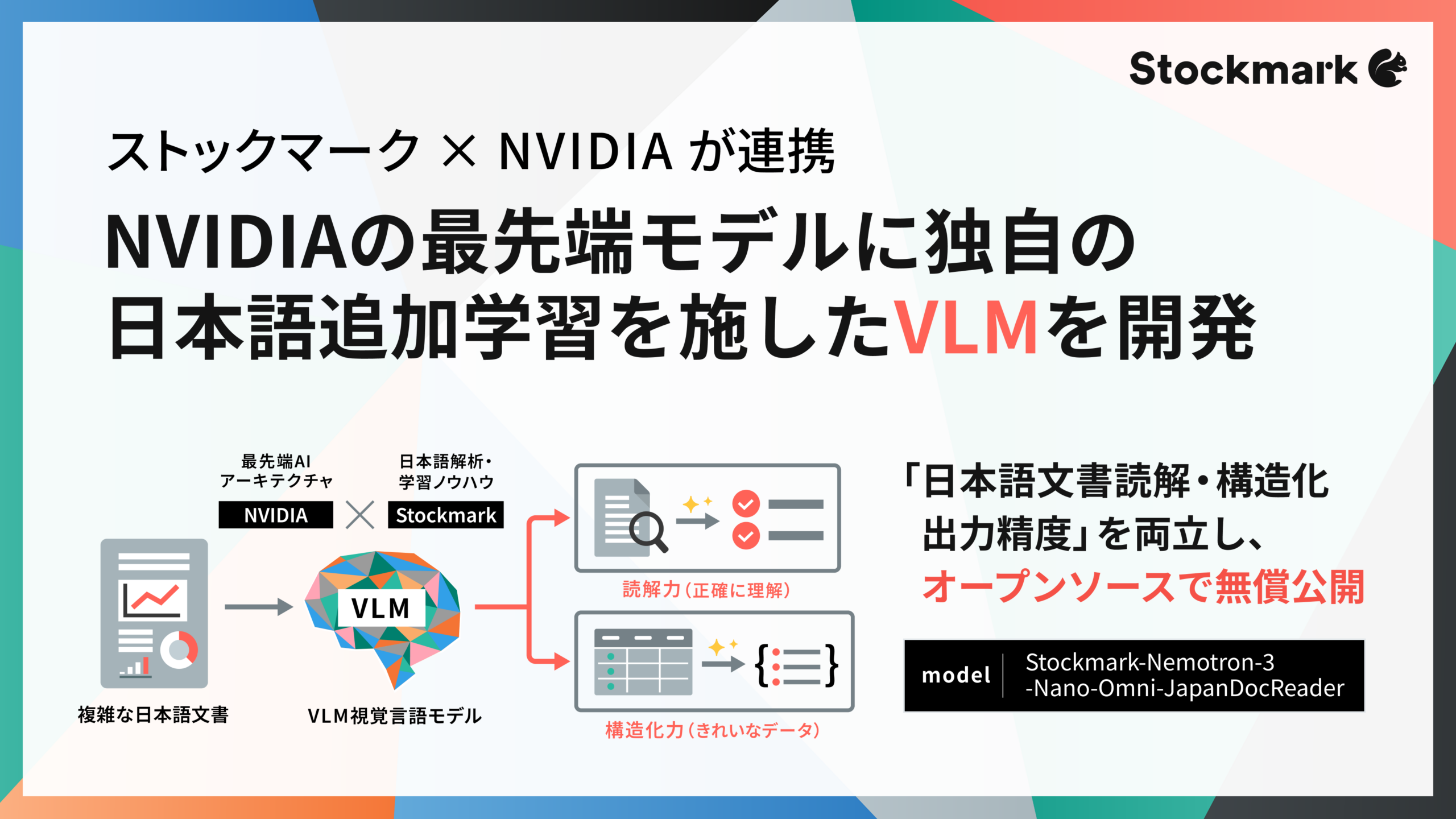 ストックマーク、NVIDIA Nemotronをベースに独自の日本語追加学習を施したVLMモデルを開発